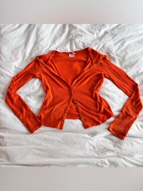 Urban Outfitters Out From Under Orange Long Sleeve with Snap Button-up